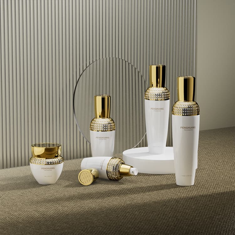 Cosmetic packaging — Cosmetic Bottle Set 50g 30ml 100ml 120ml Pearl White Custom New Design Hyaluronic Acid Glass Skincare Cosmetic Packaging Set