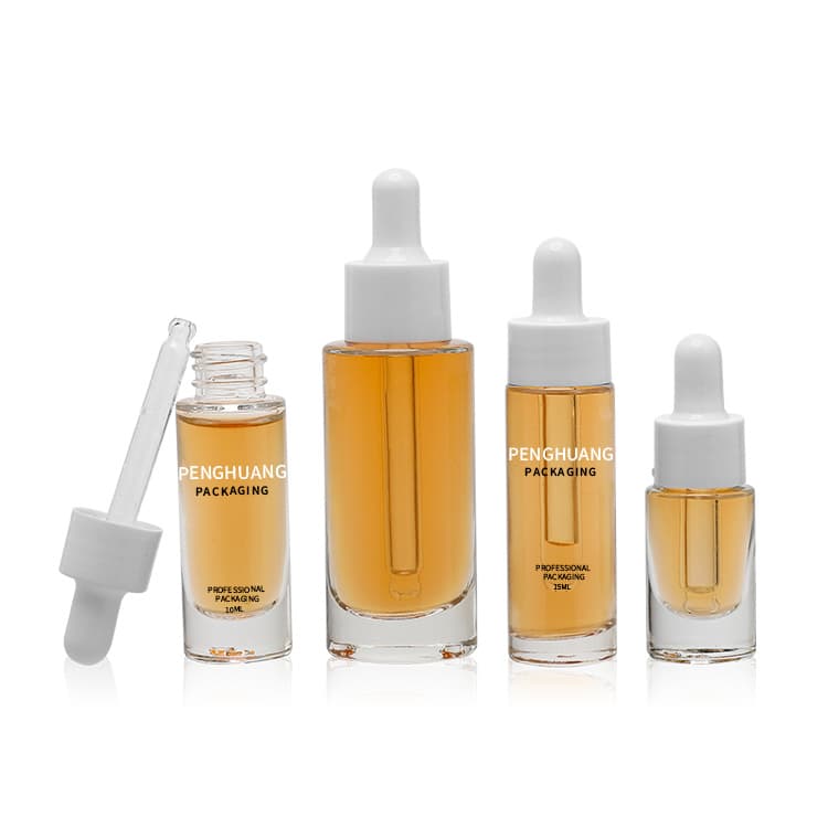 Cosmetic packaging — Wholesale Empty Clear Transparent 15 20ml 30ml Glass Dropper Bottle Skin Care Serum Glass Bottle with Dropper Cosmetic Packaging