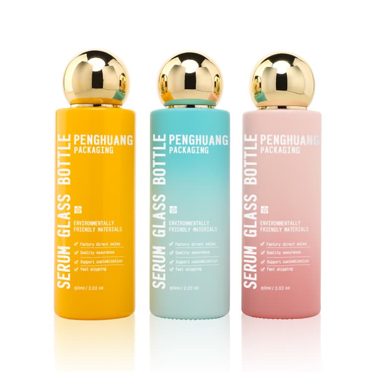 Cosmetic packaging — Luxury 60ml 100ml Colored Beauty Glass Lotion Bottle Pump Frosted Cream Cosmetic Skincare Packaging Glass Serum Bottle