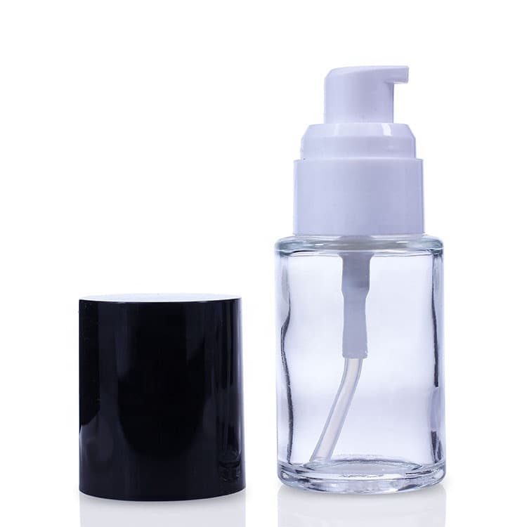 Cosmetic packaging — Ready to Ship 30ml 50ml Glass bottle Cosmetic Pump Bottles Empty Face Cream Lotion Bottle 1oz Foundation container