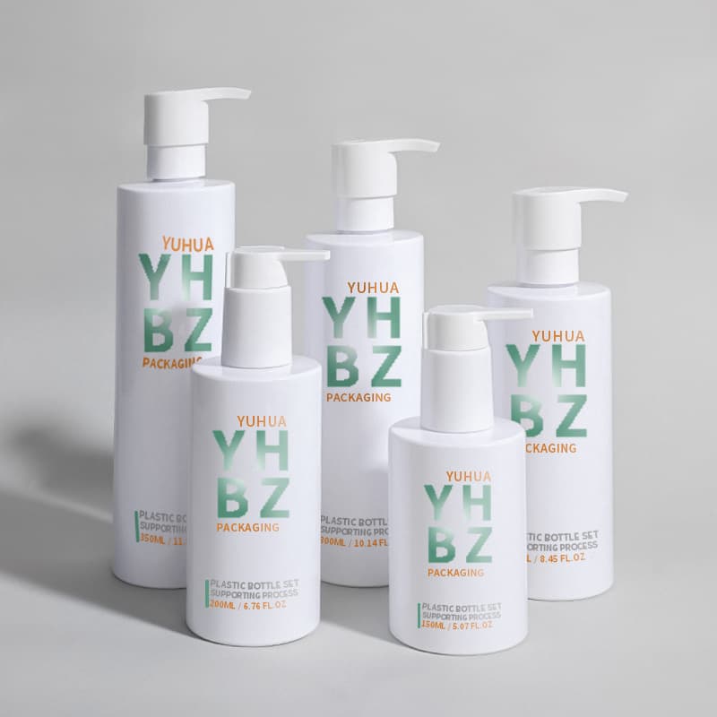 Cosmetic packaging — Eco-Friendly 150ml 200ml 250ml 300ml Round Flat Shoulder Cosmetic Containers Recycled Plastic Shampoo Pump Bottle for Lotion