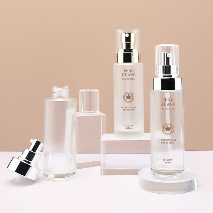 Cosmetic packaging — Manufacturer 100ml Frosted Glass Whitening Moisturizing Lotion Face Cream Skincare Pump Bottle