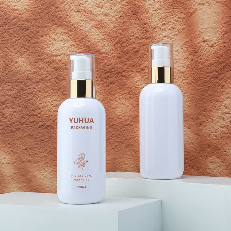 Cosmetic packaging — Plastic Packaging Pet Shampoo Conditioner Bottles Round Cosmetic Plastic Emulsion Dispenser Bottle for Lotion Serum