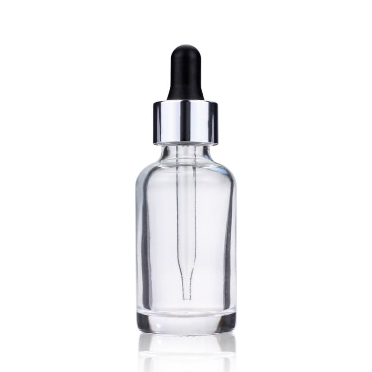 Cosmetic packaging — Stock! Classical Custom Cosmetic Packaging 30ml Serum Clear Glass Cosmetic Silver  Dropper Bottle for Serum Essential Oil