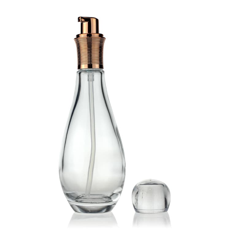 Cosmetic packaging — Clear Glass Lotion Bottle 40ml/100ml/120ml Custom Color with Golden cap  Cosmetic Packaging Bottles Set Container Manufacturers