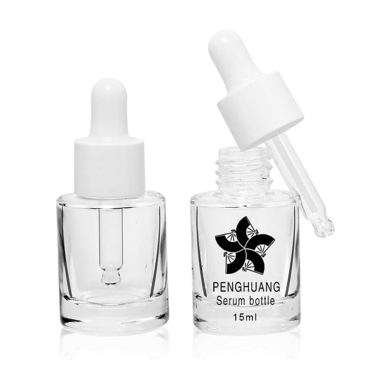 Cosmetic packaging — Empty 15ml Cosmetic Packaging Essential Oil Glass Dropper Bottles skincare clear Glass Serum Bottle