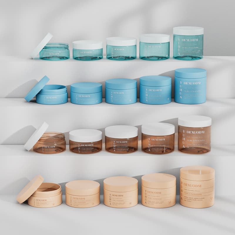 Cosmetic packaging — Blue Frosted Pink Plastic Cream Jars 180/240/300/360/480g Empty Skincare Packaging Body Scrub Butter Container Packaging for