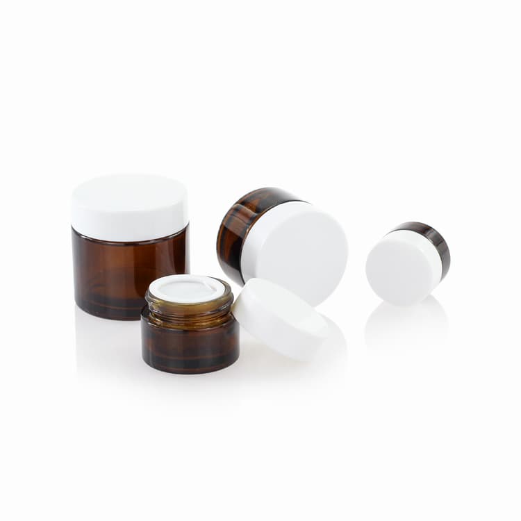 Cosmetic packaging — Custom Design Face Skincare Cosmetic Cream Packaging 50 Ml Amber Glass Cosmetic Jar Glass Jars For Cream Container
