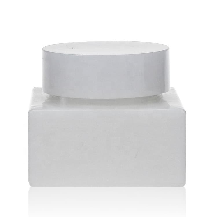 Cosmetic packaging — Square opal white cosmetic set empty white container for cream and lotion face cream jars and lids makeup
