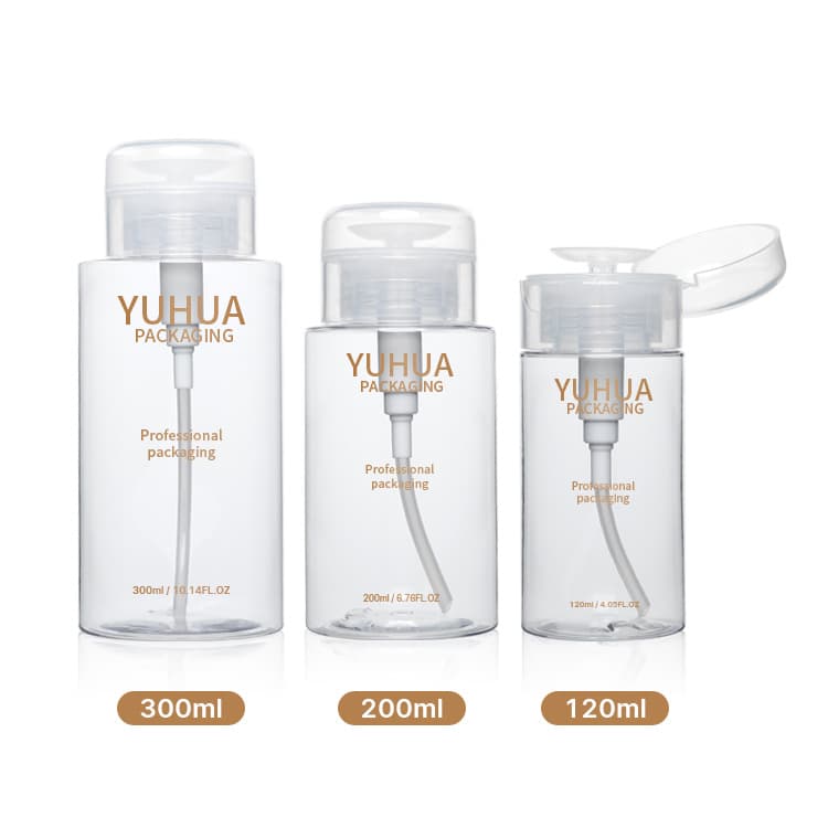 Cosmetic packaging — Hot sale cleansing packaging 120ml 200ml 300ml makeup bottle  clean with clear press pump design Discharge PET bottle