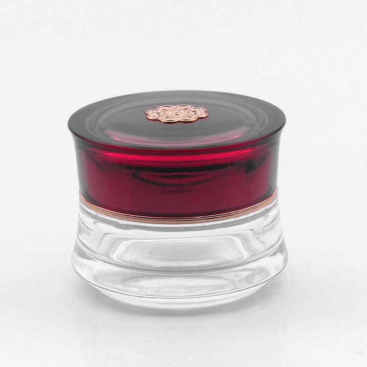 Cosmetic packaging — Clear Glass jar Red suit 30g  50g Custom Color with Customized red lid Face Cream Jars Cosmetic Packaging Set for Skin  Care Jar