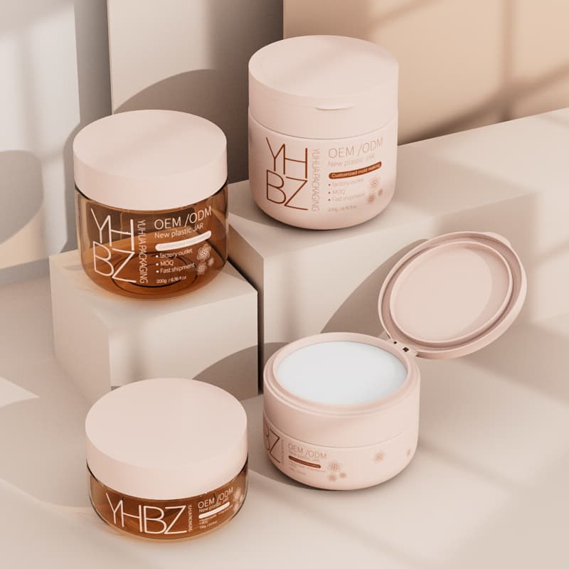 Cosmetic packaging — Luxury Plastic Cosmetic Container Wholesale 100g 200g Face Cream Jar with Flip Top Cap for Body Butter and Eye Cream