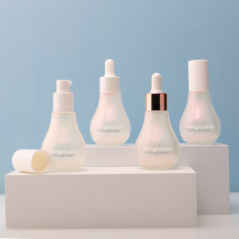 Cosmetic packaging — Wholesale 30ml Conical Glass Serum Bottle with Dropper Essence and Cosmetic Skincare Screen Printing Packaging Container