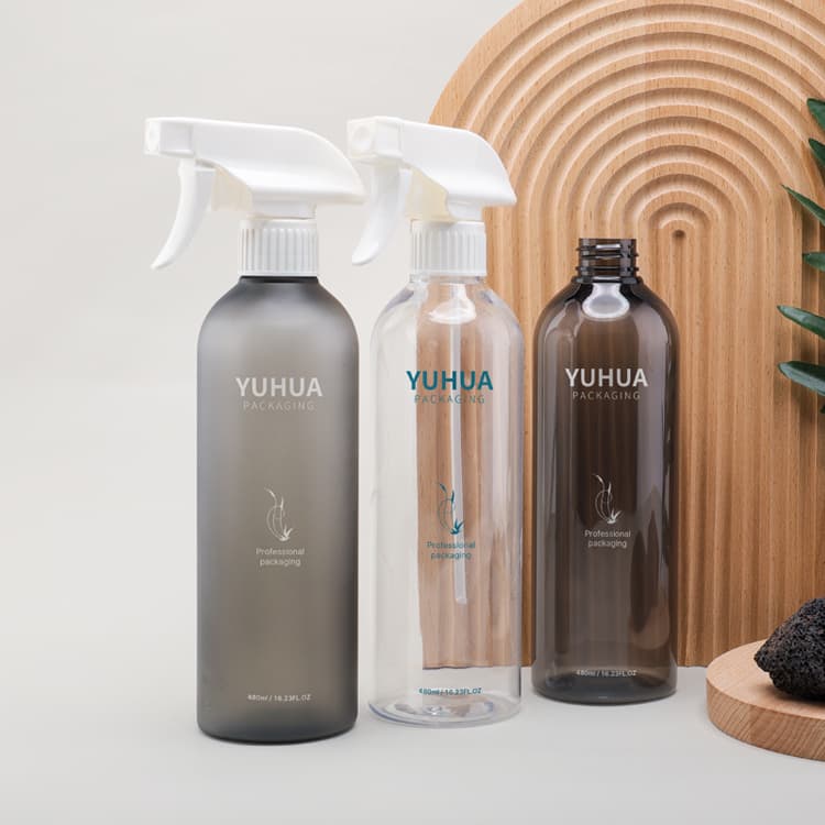 Cosmetic packaging — Plastic PET Spray Bottles 480ml Matte Trigger Sprayer Mist Pump Screen Printed Shampoo Hair Care Clean Dispenser Recycled Bottle