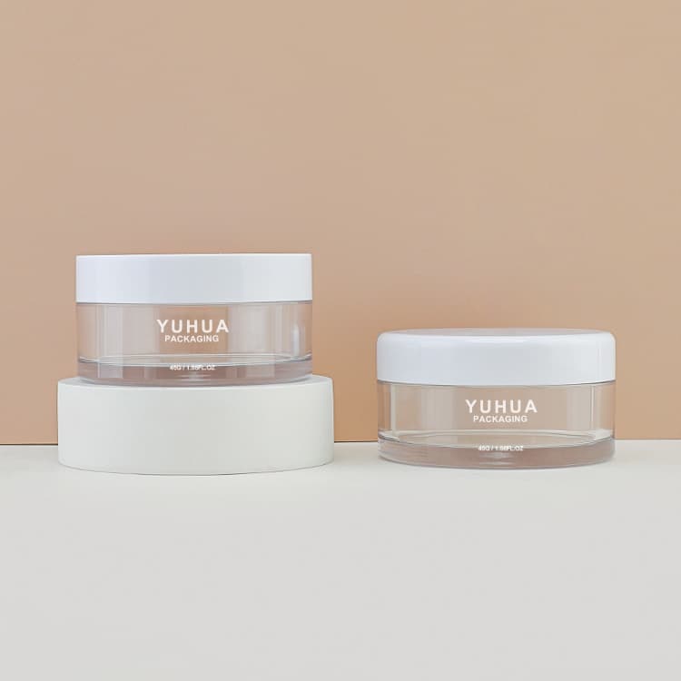 Cosmetic packaging — Luxury Cream Jar Petg 45g OEM ODM Service Custom Plastic Round Face Cream Jars with Flat Top Cap