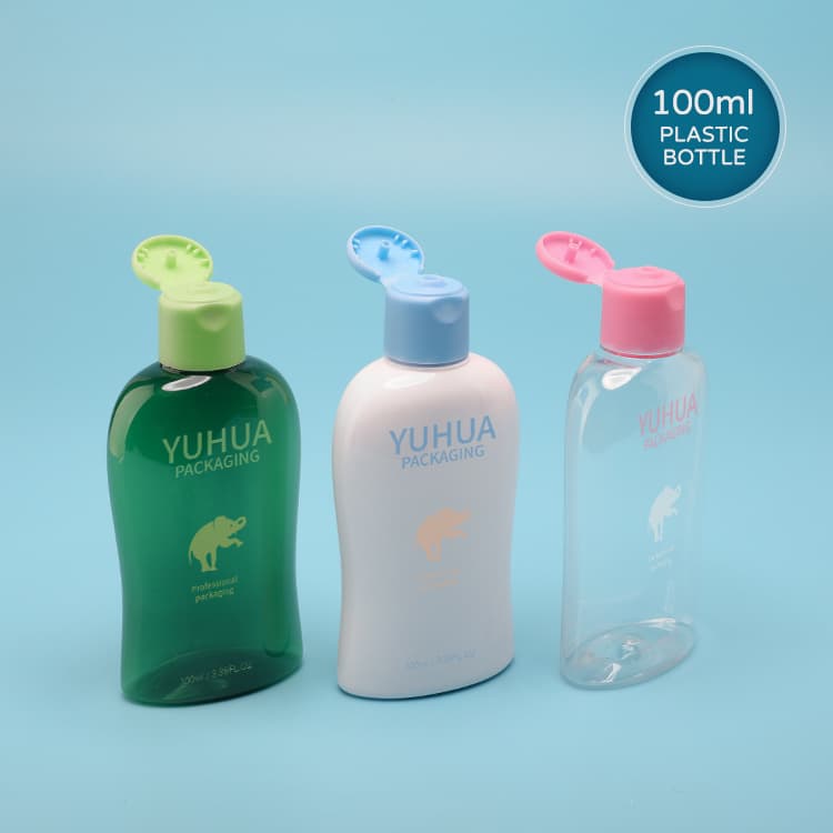 Cosmetic packaging — Factory Direct Sale Flip Cap Squeeze Bottle PET Shampoo Bottle 100ml Rectangle Body Wash Plastic Bottle