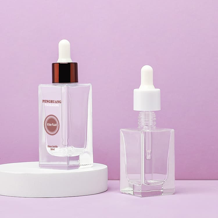 Cosmetic packaging — Clear Moisturize Glass Serum Bottle 30ml 50ml 1oz Cosmetic Essential Oil Bottle Glass Dropper Bottle Skincare Packing