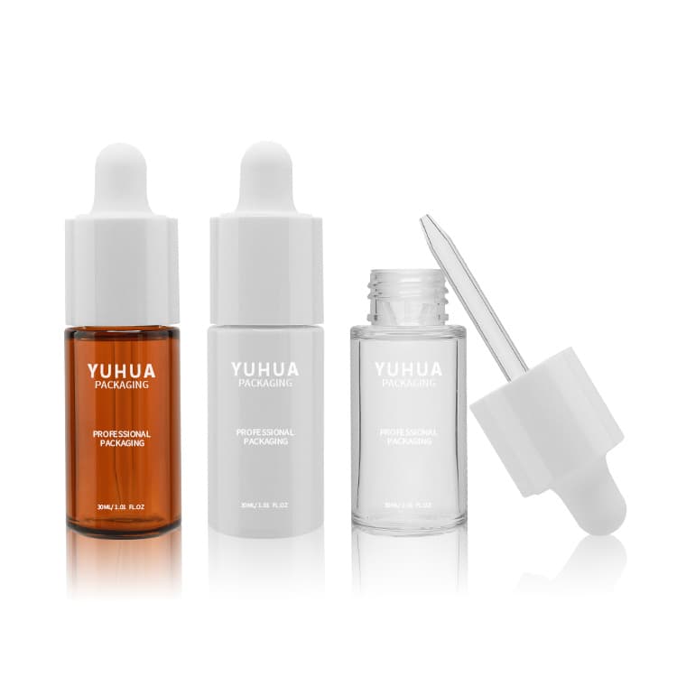 Cosmetic packaging — Factory Supplier Plastic Serum Dropper Bottle 1oz 30ml Transparent Skincare Packaging Serum Essential Oil Dropper Bottle