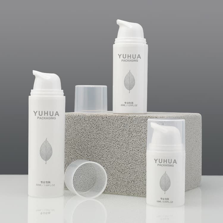 Cosmetic packaging — Customized Eco-Friendly White 15ml 30ml 50ml Refillable PP Plastic Airless Pump Bottle Screen Printed for Face Cream Sunscreen