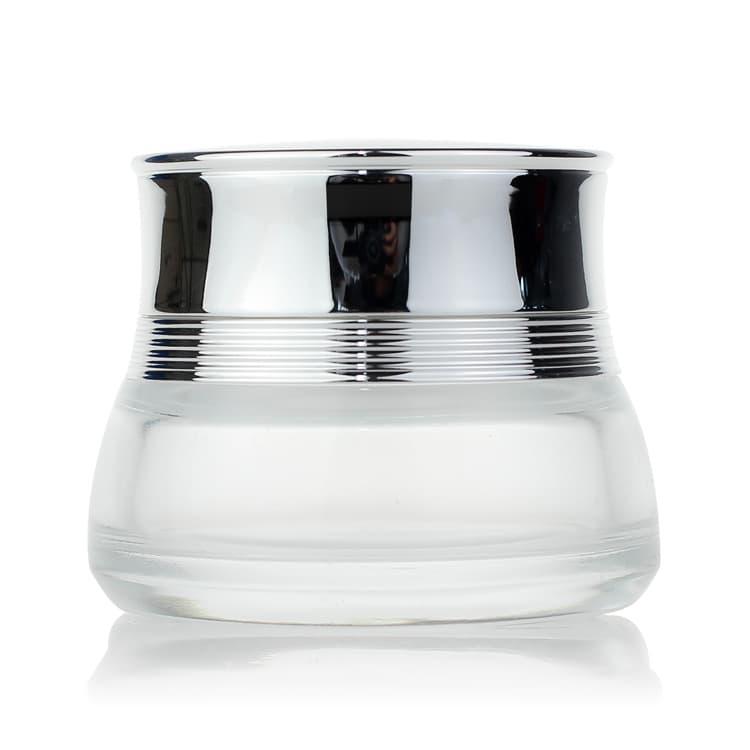 Cosmetic packaging — custom black container with silver cap cosmetic 50g clear cream  jar for skin care