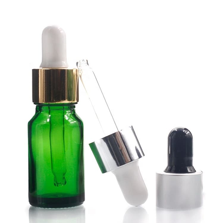 Cosmetic packaging — Custom Green Glass Dropper 10ml Bottle Cosmetic Glass Bottle Glass Dropper Bottle For Essential Oil skin care
