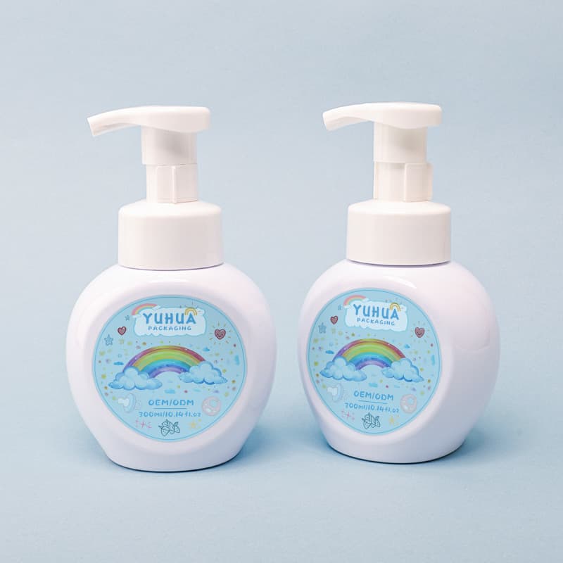 Cosmetic packaging — Facial Lotion Cleanser Packaging 300ML Round Plastic Foaming Pump Bottle Skincare Face Wash Container