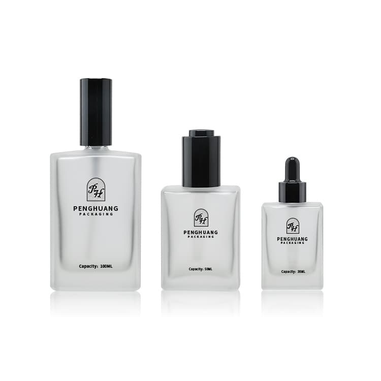 Cosmetic packaging — Free Sample Square Clear Serum Bottles 30ml 50ml 100ml Essential Oil Glass Dropper Bottles for Skincare