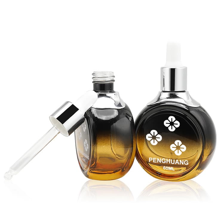 Cosmetic packaging — Luxury dropper high test glass serum oil bottle packaging with golden dropper 30ml 60ml silk screen printing