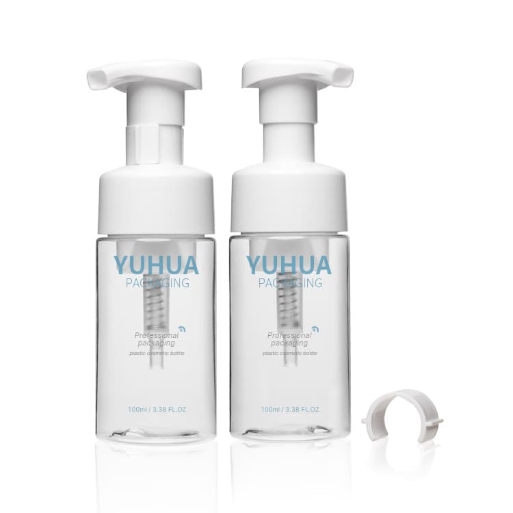 Cosmetic packaging — Eco friendly plastic spray bottle 150ml 180ml 200ml PET PCR skin care  facial cleanse foam pump bottle cosmetic packaging
