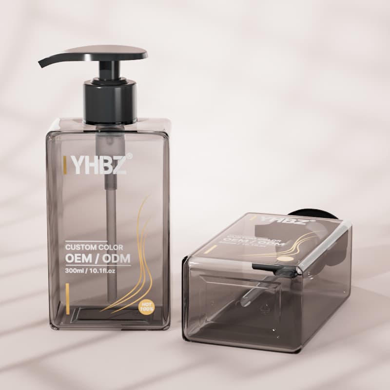 Cosmetic packaging — 300ml Square Plastic Liquid Shampoo Bottle with Pump New Softener Dosage Bottle for Personal Care Liquid Soap