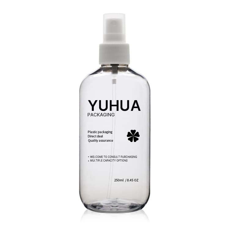 Cosmetic packaging — hot sale boston round 300ml empty plastic PET bottle pump sanitizer sprayer large capacity plastic bottles OEM manufactory
