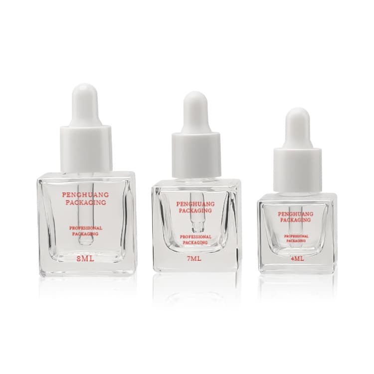 Cosmetic packaging — Mini Size 5ml 6ml 7ml 8ml Square Glass Serum Bottle Stock Free Sample for Skincare Packaging for Eye Drop Use Dropper Sealing