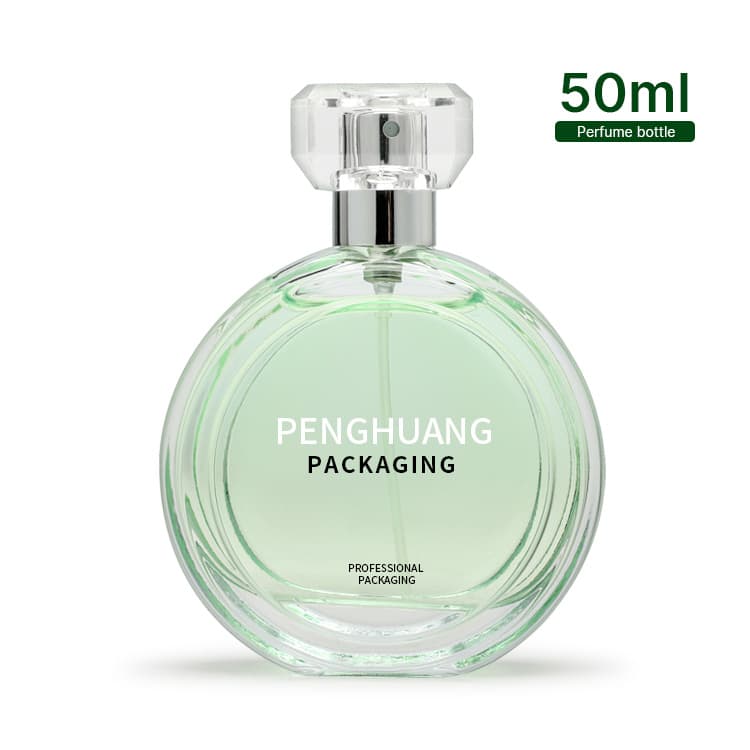 Cosmetic packaging — New Desgin Clear 50ml Sexy Lady Perfumes Glass Bottle Long Lasting Fragrance Flat Round Shape Perfume Spray Bottle