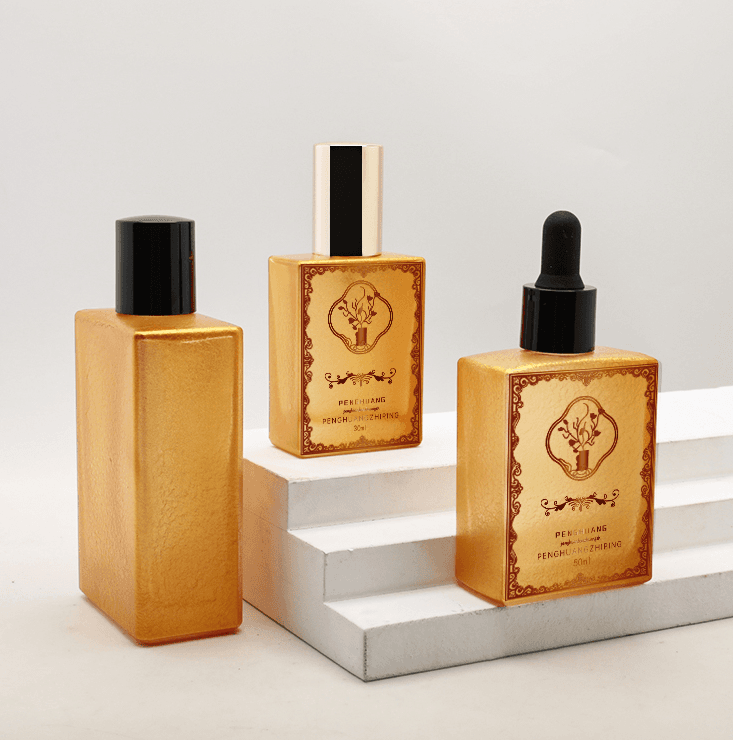 Cosmetic packaging — New Luxury painting gold 30ml 50ml 100ml Cosmetic Packaging  Glass Dropper Bottles Glass Bottle Serum skincare