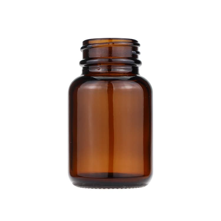 Cosmetic packaging — Vitamin Medicine Wide Mouth Glass Bottle for Tablet Pill Capsule Container Wholesale 60ml Amber Screen Printing Personal Care