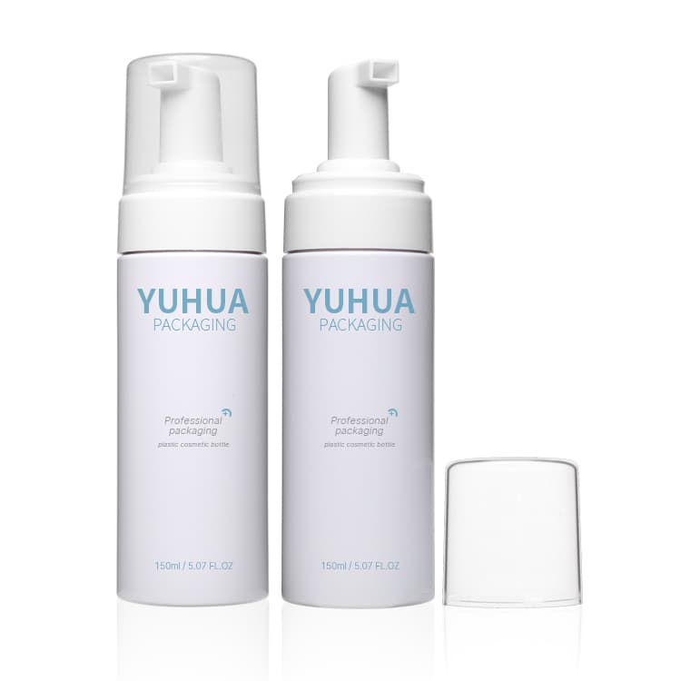 Cosmetic packaging — 80ml 100ml 120ml Pink Refillable Foam Pump Bottle Round PET Cosmetic Hand Soap Dispenser Foaming Bottle for Facial Cleanser