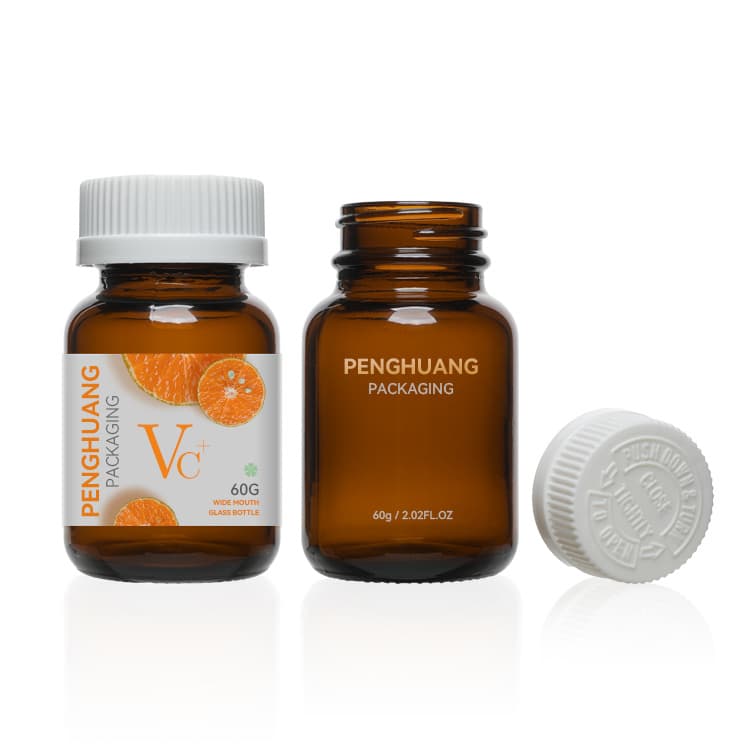 Cosmetic packaging — Wholesale High Quality 60ml Amber Glass Capsule Bottles with Screw Cap and Dropper Seal Wide-Mouth Jar for Hair Body Skin Care