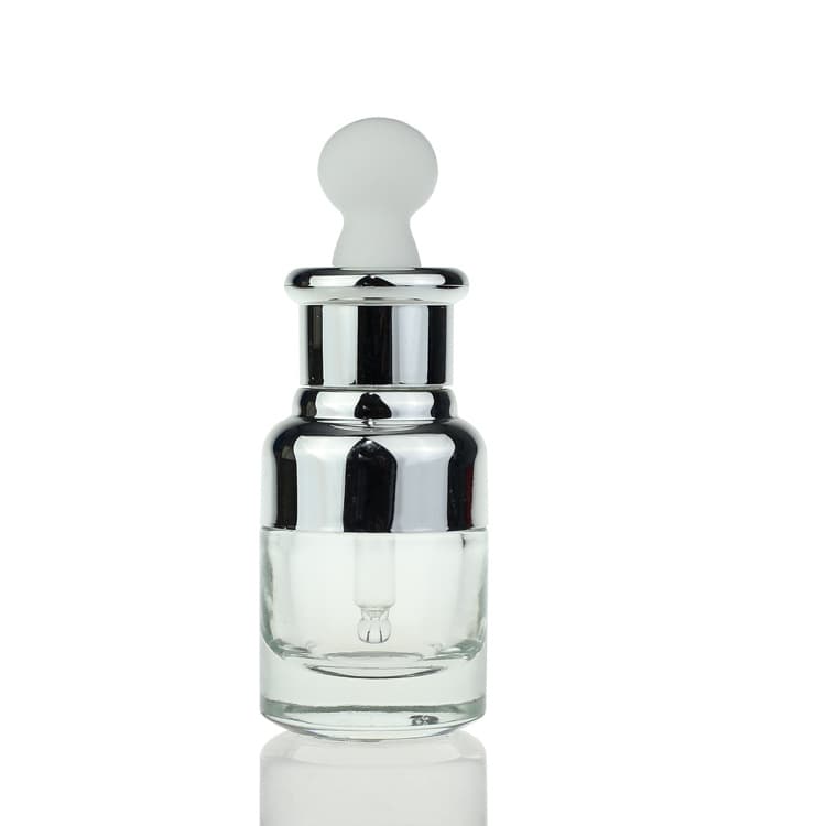 Cosmetic packaging — Hot Selling Cosmetic Packaging Container 20ml glass lotion serum bottle with silver pump lid wholesale price