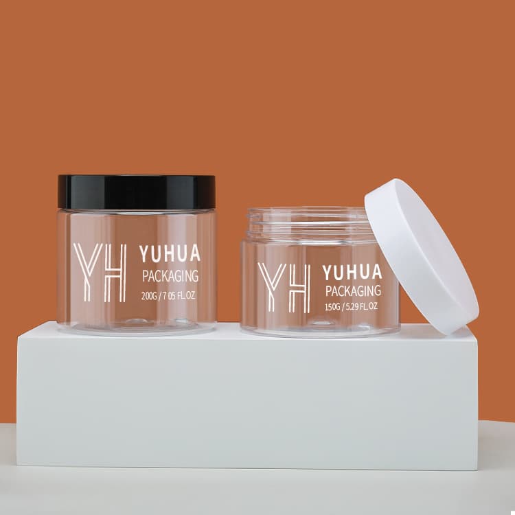 Cosmetic packaging — 240ml Cosmetic Food Packaging Pet Plastic Jar Cream Jar with White or Black Lid Cosmetics Wholesale