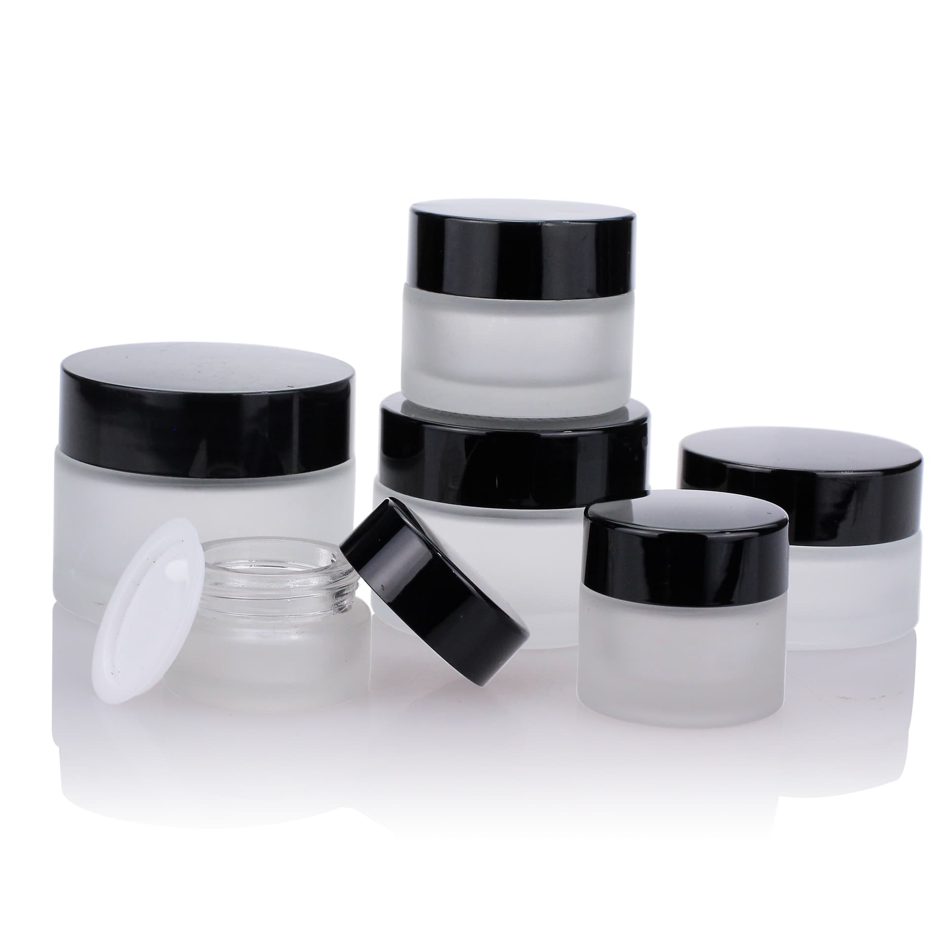 Cosmetic packaging — Penghuang Empty Luxury Frosted Glass Cosmetic Jar Skin Care Set 10g 20g 30g 50g Cosmetic Container Eye Cream Jar
