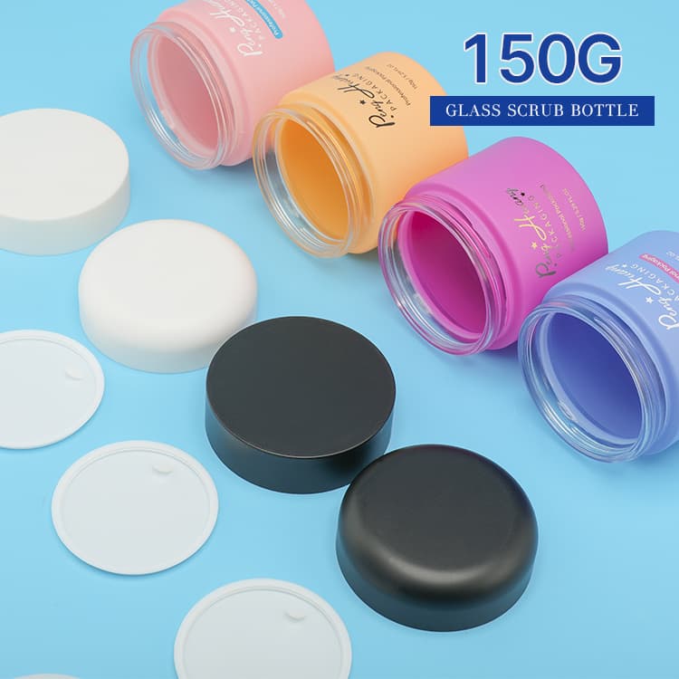 Cosmetic packaging — OEM ODM 150g Scrub Facial Recycled Cream Glass Jar Nutritious Skincare Packaging Set Glass Cosmetic Jar Container