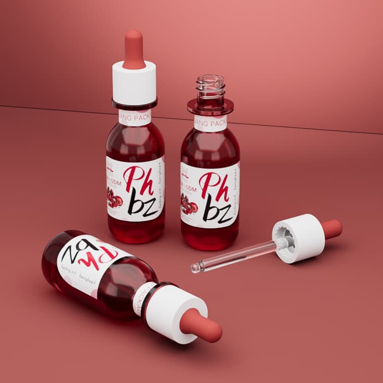 Cosmetic packaging — Luxury 1oz 30ml Red Gradient Design Glass Serum Bottle Skincare Packaging for Face Moisture Dropper Cosmetic Oil Bottle