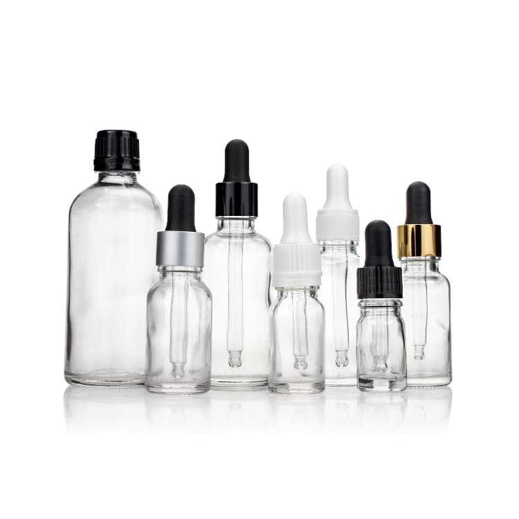 Cosmetic packaging — Wholesale 30ml 50ml 100ml essential oil bottles clear glass bottle with dropper cap pump skincare cosmetic packaging bottles
