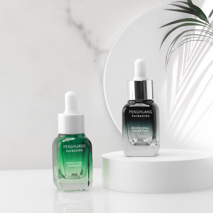 Cosmetic packaging — High Quality 20ml Small Capacity Cosmetic Packaging Essential Oil Serum Green clear Glass Dropper Bottle with Pipette