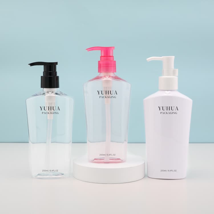 Cosmetic packaging — Empty White Plastic Lotion Bottle Liquid Conditioner 250ml Liquid PET Shampoo Bottles