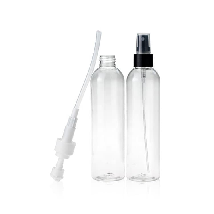 Cosmetic packaging — Stock 240ml  High-quality transparent Plastic spray bottle  sanitizer bottle with lotion  pump