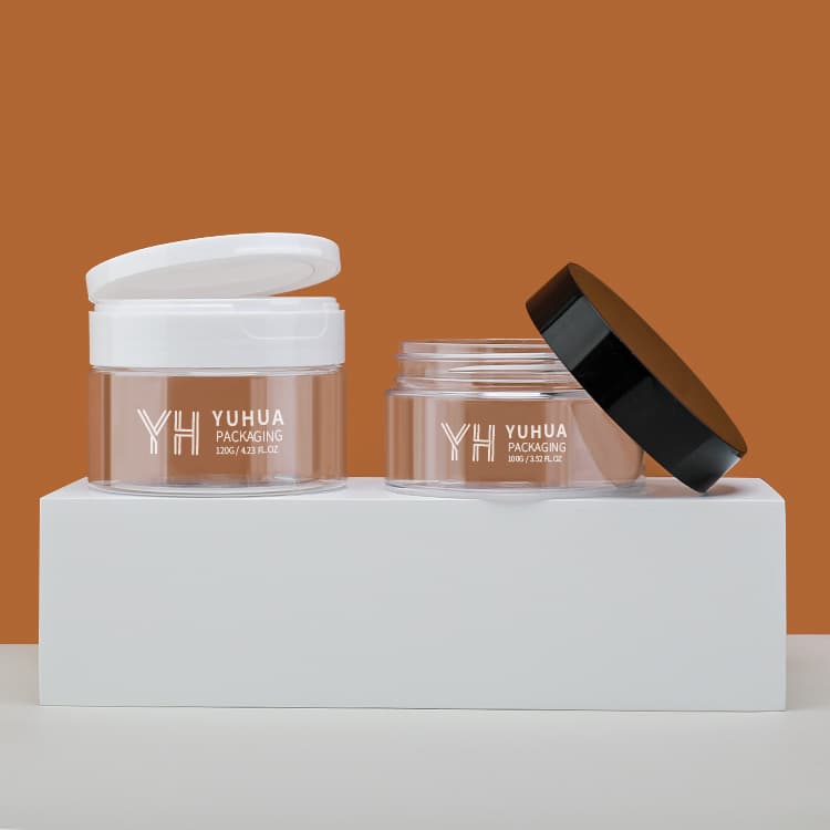 Cosmetic packaging — PET Jars 100g Csmetic Plastic Jar with pp Lid Round Luxury Cosmetic Containers Flip Top Face Cream Plastic Jars Cosmetics