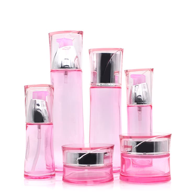Cosmetic packaging — Glass jar 30g 50g pink color Face Cream Jars Container Cosmetic Packaging Set for Skin Jar  Manufacturer