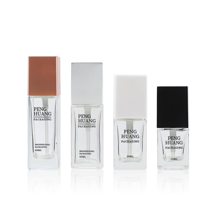 Cosmetic packaging — Custom Square 35ML Empty Refillable Glass Foundation Liquid Bottle Flat Shape Pump for BB CC Cream with Square Packaging