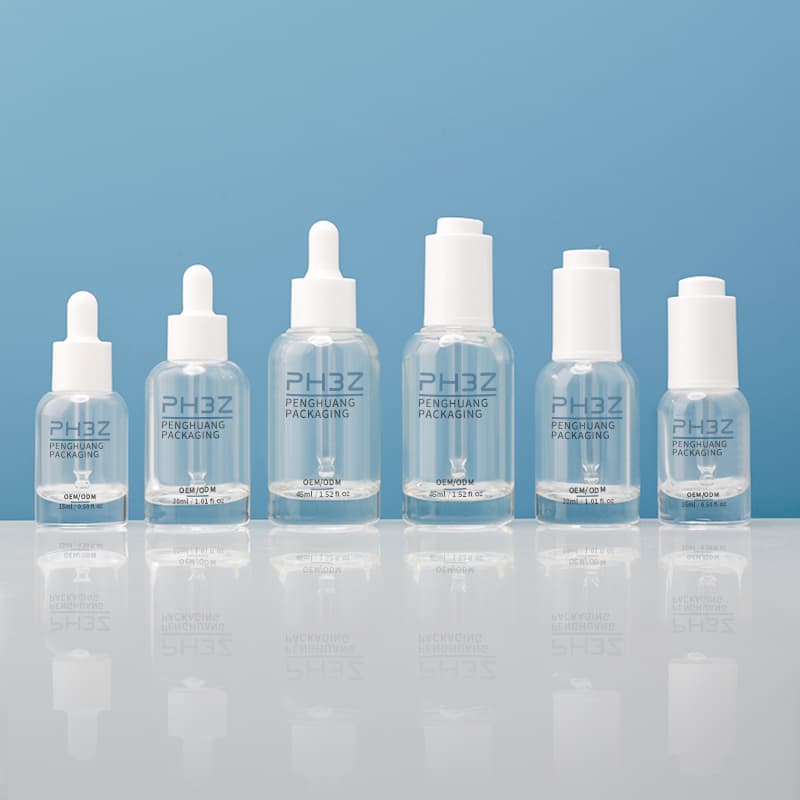 Cosmetic packaging — Round Glass Hair Body Essential Oil Serum Cosmetic Essence Dropper Bottles 15ml 30ml 50ml Serum Bottle with Dropper Cap